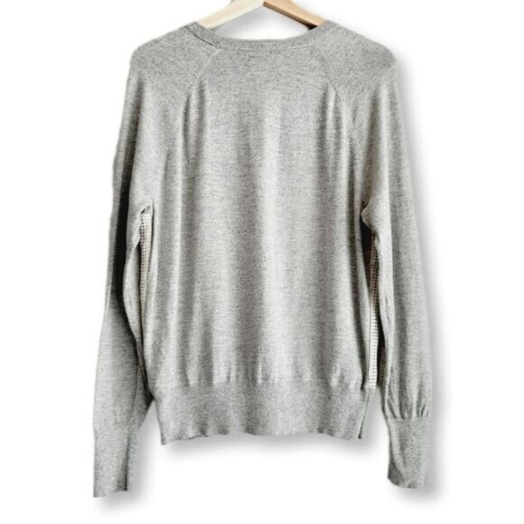 BANANA REPUBLIC Color-Block Mixed Media Crewneck Fine Knit Sweater Top Sz M - Picture 3 of 11